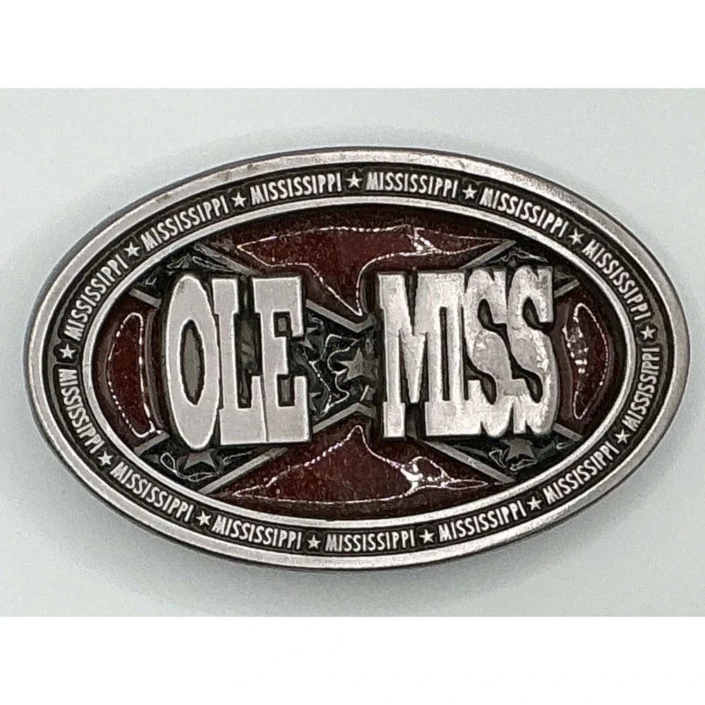 Vintage 1995 Ole Miss‎ Rebels Belt Buckle Precision Incentives Mississippi 4624